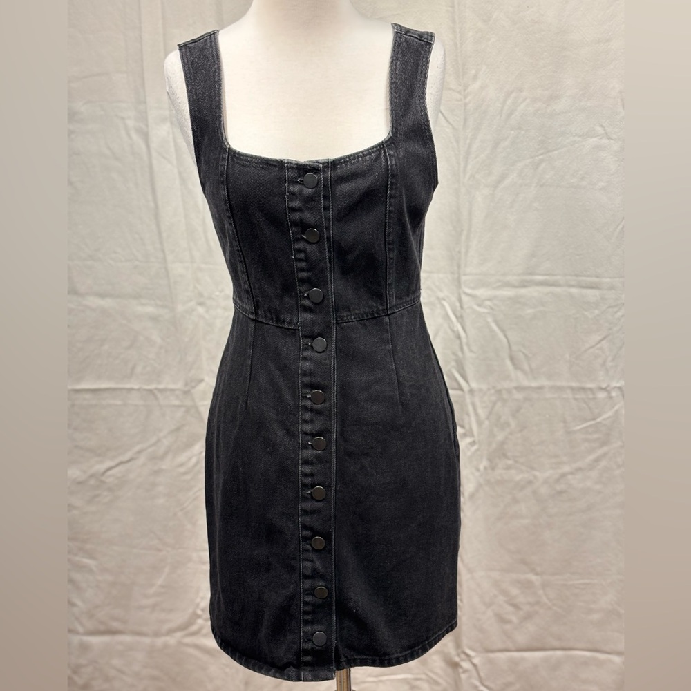 Urban Outfitter Black Button-Through Denim Mini Dress